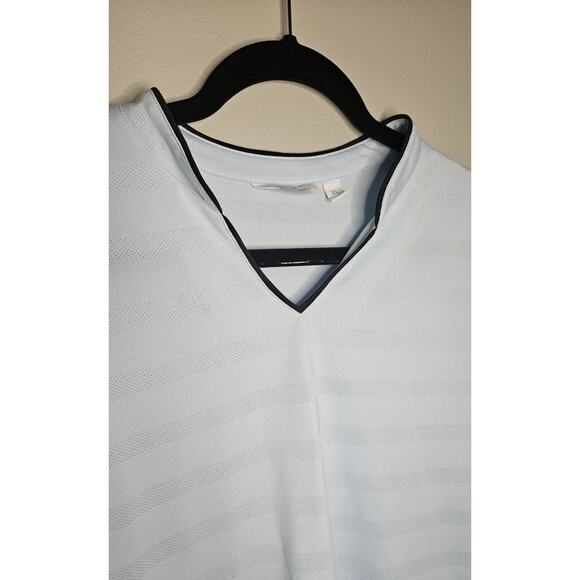 Lady Hagen Women's XL Extra Large V neck Empower Neck Trim SS Polo Calm Blue - Picture 3 of 5